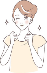 応援するガッツポーズのカウンセラー女性のイラスト