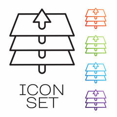 Black line Layers icon isolated on white background. Set icons colorful. Vector