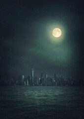 Dark sity in the night.