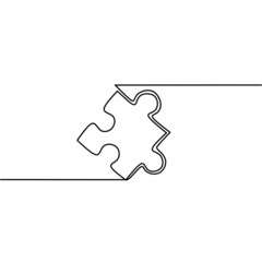 Continuous line drawing of puzzle, pieces problem solving business, jigsaw, object one line, single line art, vector illustration