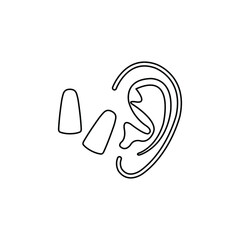 ear with earplug icon vector ear plugs sign