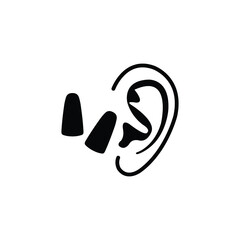 ear with earplug icon vector ear plugs sign - obrazy, fototapety, plakaty