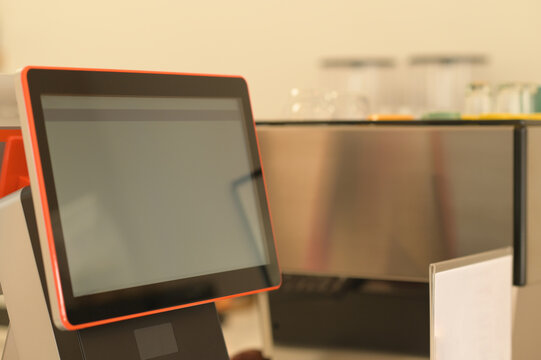 Muck-up Tablet display screen for order menu in cafe.