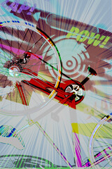 Bicycle poster illustration. Abstract background with graffiti. Urban contemporary culture. 