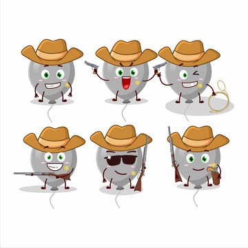 Cool cowboy grey balloons cartoon character with a cute hat