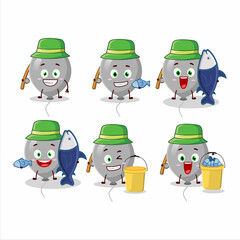 A fisherman grey balloons cartoon picture catch a big fish