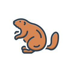 Color illustration icon for beaver