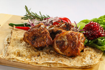 Grilled chicken thigh barbecue shashlik