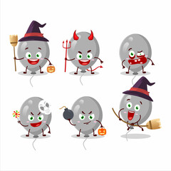 Halloween expression emoticons with cartoon character of grey balloons