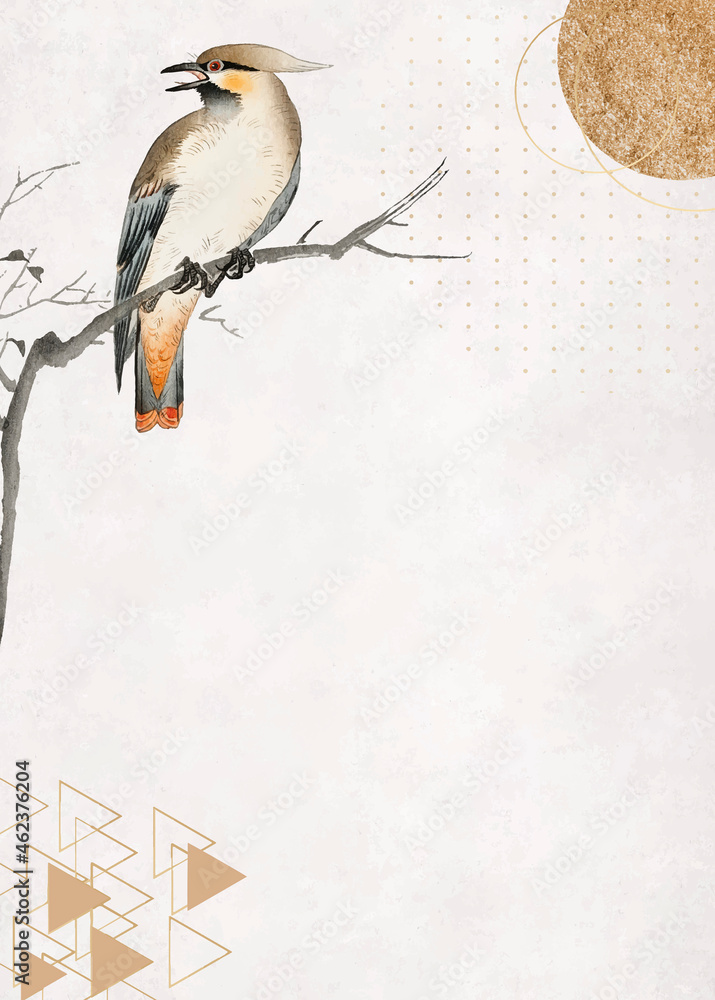 Poster bird on a branch frame vector