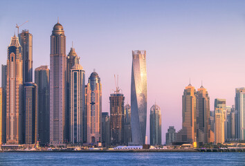 Obraz na płótnie Canvas Dubai Marina bay view from Palm Jumeirah, UAE