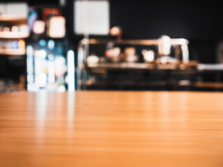 Fototapeta na wymiar Table top counter Bar Cafe restaurant Business Blur background