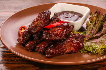 Chicken wings barbecue with sauce