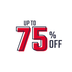 Discount Label up to 75% off Red Vector Template Design Illustration. Suitable Design for Shop and Sale Banners.