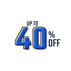 Discount Label up to 40% off Blue Vector Template Design Illustration. Suitable Design for Shop and Sale Banners.