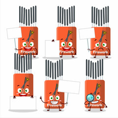 Obraz premium Firework cartoon in character bring information board