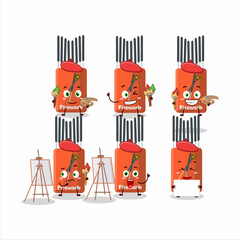 Artistic Artist of firework cartoon character painting with a brush