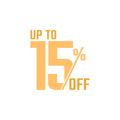 Discount Label up to 15% off Golden Vector Template Design Illustration. Suitable Design for Shop and Sale Banners.