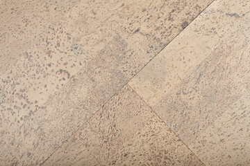 Bright cork floor close up with copy space