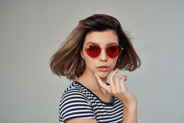 woman with glasses light background Lifestyle