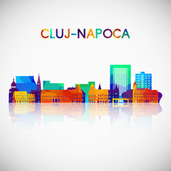 Cluj-Napoca skyline silhouette in colorful geometric style. Symbol for your design. Vector illustration.