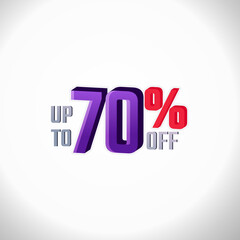 Discount Label up to 70% off Vector 3D Template Design Illustration. Promotion Flyer, Retro Label