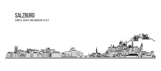 Fototapeta premium Cityscape Building Abstract Simple shape and modern style art Vector design - Salzburg city