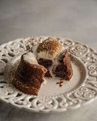 molten chocolate lava cake with ice cream