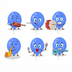 Cartoon character of blue balloons playing some musical instruments