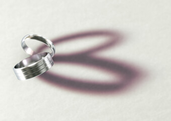 Wedding Rings Heart Shadow