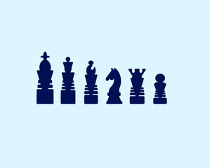 vector chess set in black and white