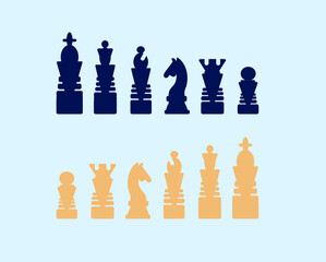 vector chess set in black and white