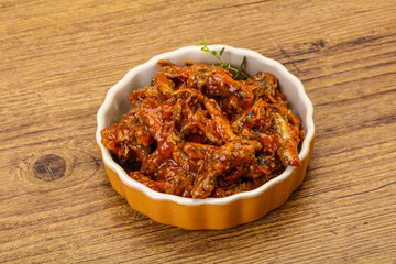 Canned anchovy in tomato sauce