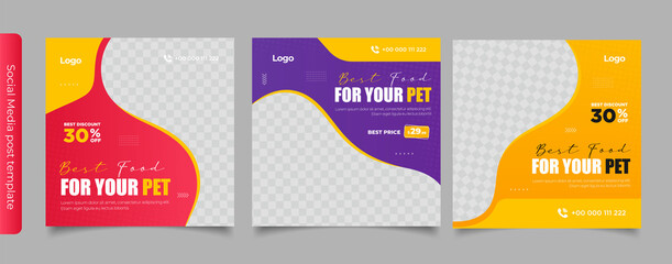 Pet shop banner for instagram post and story template	