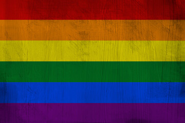 Wooden background in color of LGBT flag