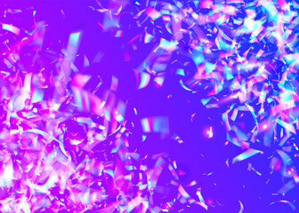 Neon Background. Glamour Art. Rainbow Tinsel. Party Prismatic Serpentine. Carnival Glare. Luxury Foil. Blue Laser Effect. Retro Banner. Purple Neon Background