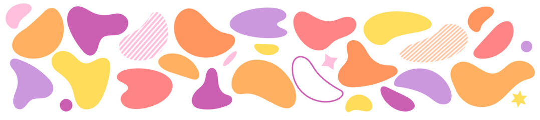 Abstract blotch shape. Liquid shape elements. Set of modern graphic elements. Fluid dynamical colored forms banner. Gradient abstract liquid shapes. Vector illustration.