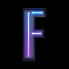 Neon retro Light Alphabet letter F isolated on a black background with Clipping Path. 3d illustration.