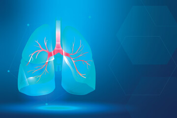Lung banner vector for respiratory system smart healthcare - obrazy, fototapety, plakaty