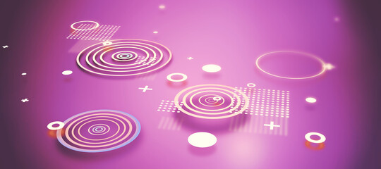Abstract glowing digital purple background with tech elements. Technology and innovation concept....