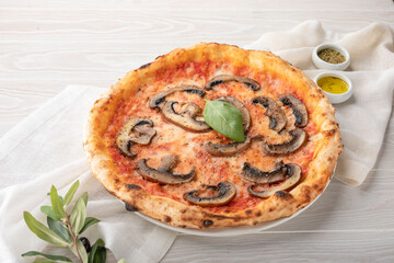 pizza with mushrooms and cheese