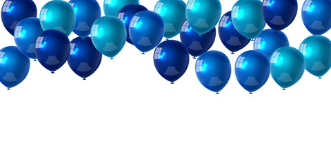 Celebration party banner with Blue color balloons background. Sale Vector illustration. Grand Opening Card luxury greeting rich. frame template.