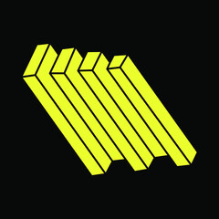 Impossible object. Optical illusion shapes. 3d illustration. Geometric figures. Escher paradox.