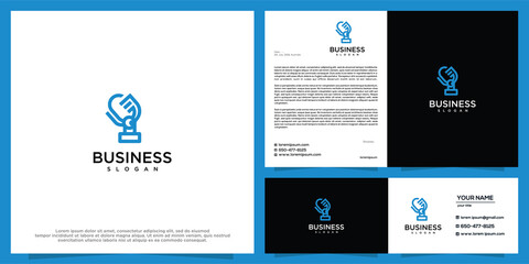 Microphone logo design vector template
