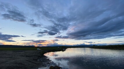 sunset over the river