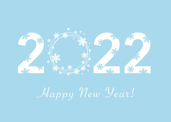 Happy New Year 2022 design. Flat vector greeting illustration