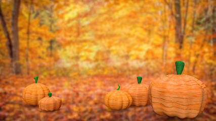 Naklejka na ściany i meble pumpkin in autumn season for thanksgiving concept 3d rendering.