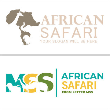 Set of animal zoo African safari logo design 