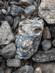 Stone face, a stone shaped like a human face. Mystical spirits of the mountains locked in stone.