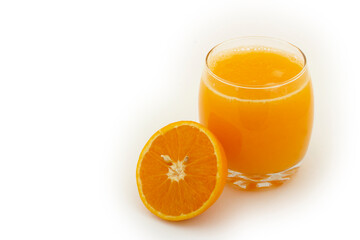 fresh orange juice in glass cup
